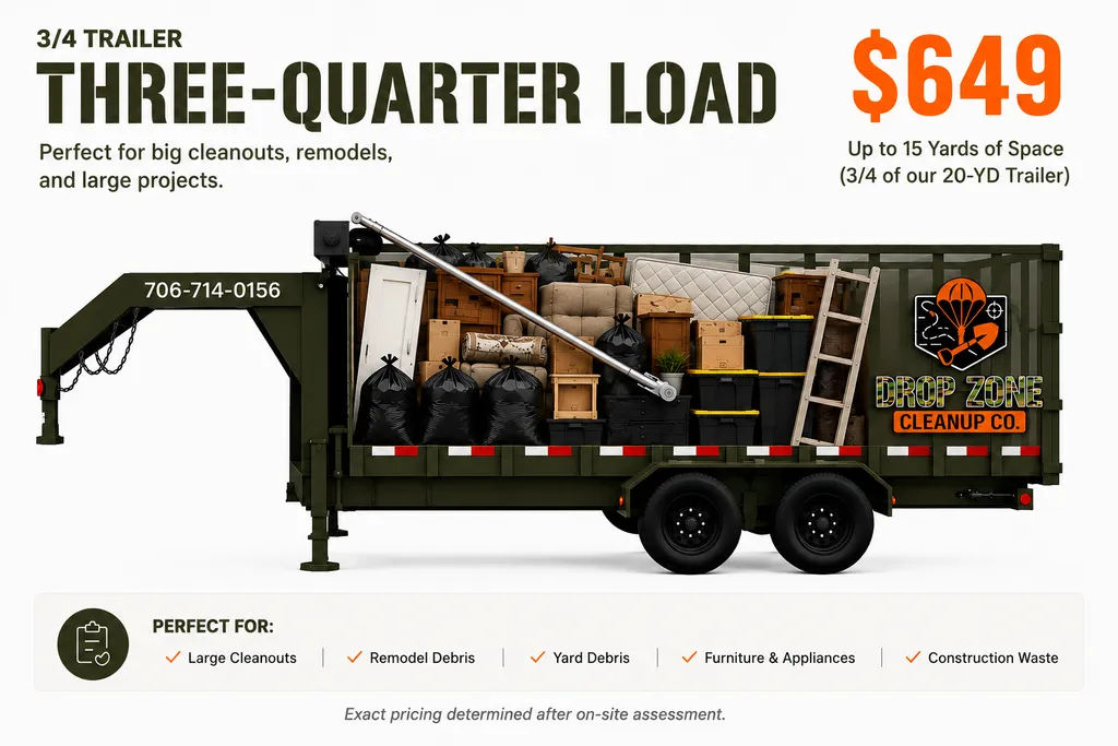 Trailer loaded to three-quarters of its capacity