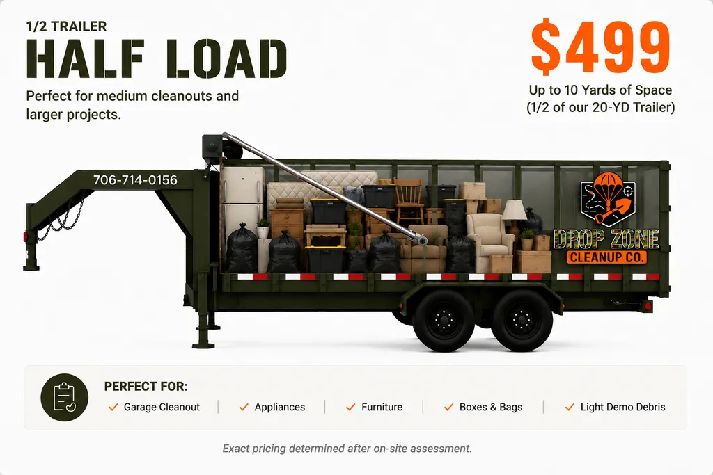 Trailer loaded to half of its capacity