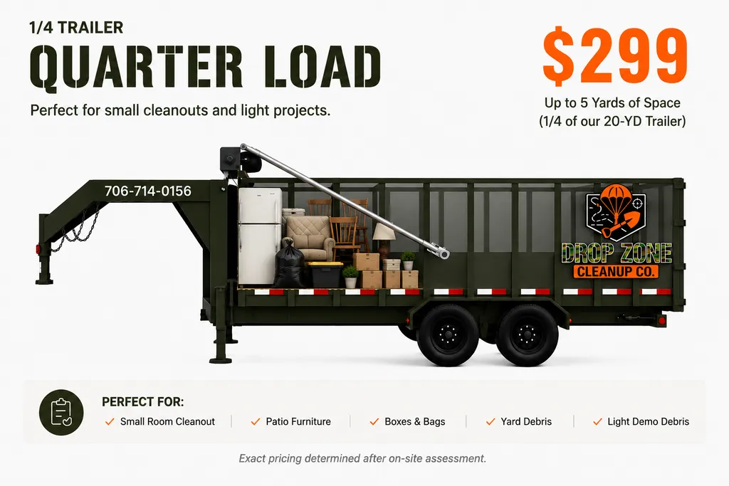 Trailer loaded to a quarter of its capacity